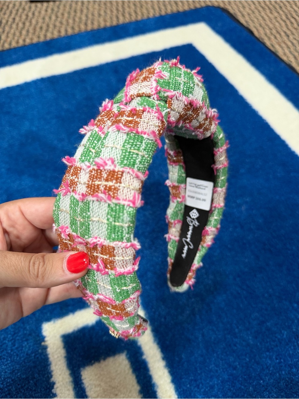 Brianna Cannon Pink & Green Tweed Headband